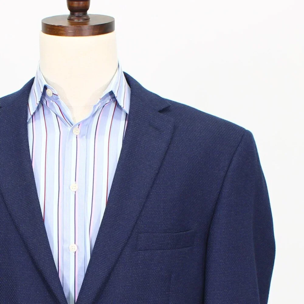 Jos. A. Bank 46L Blue Solid 2-Button Sport Coat Blazer Jacket T582